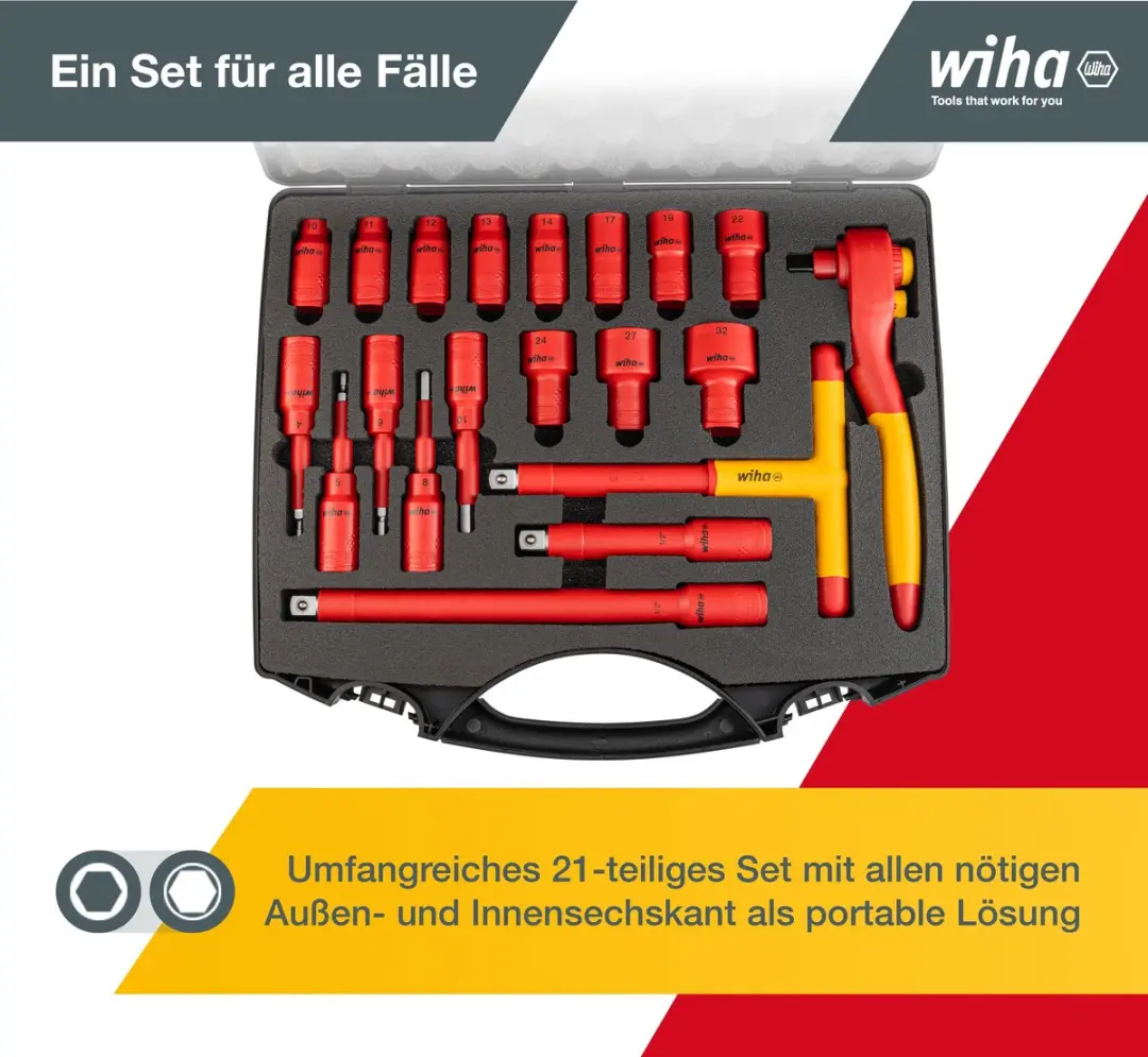 Wiha 7208N K2001 Ratelsleutelset 20-delig - 1/2"