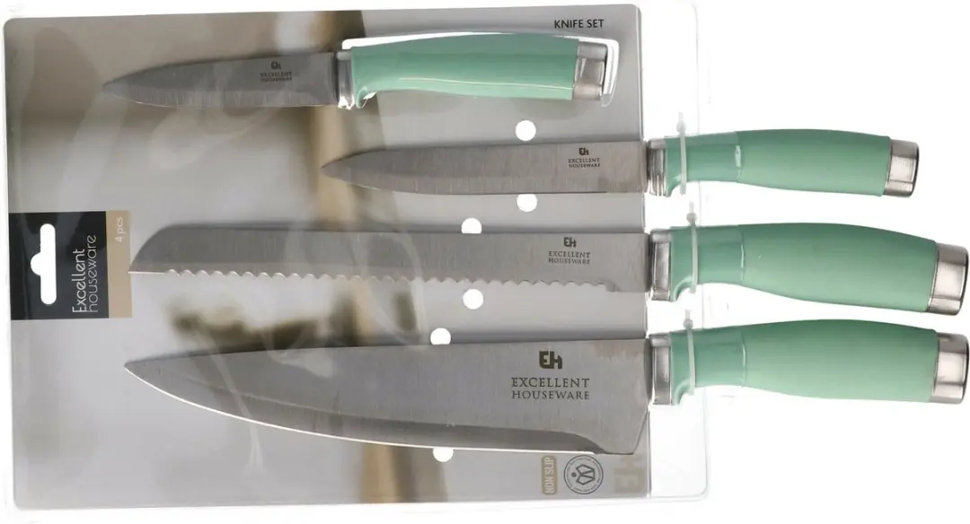 Excellent Houseware Chefset 4-delig - Groene handvatten