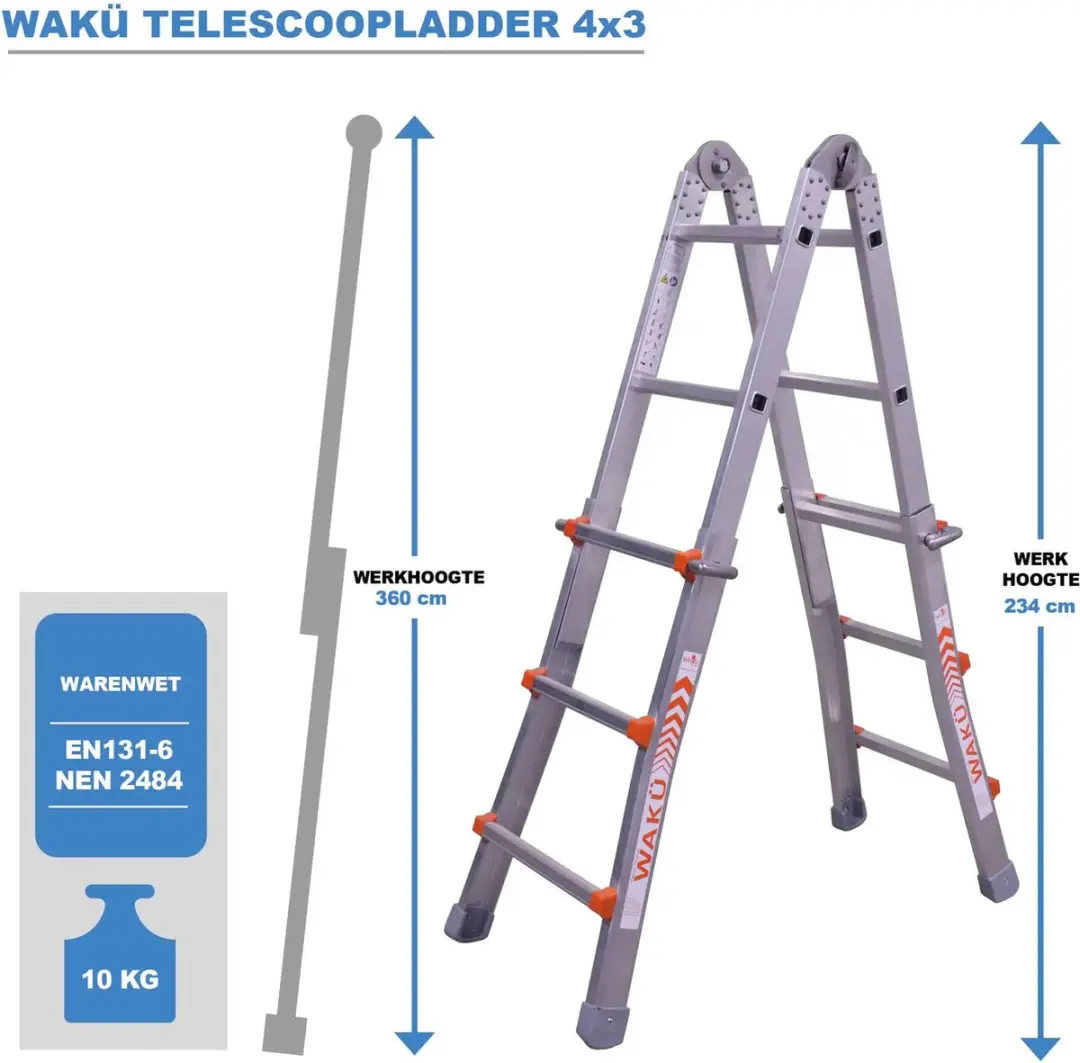 Little Jumbo Waku Model 0 Telescopische Vouwladder 3.48m