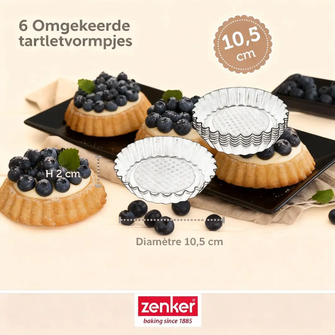 Zenker Taartvormpjes 10cm - 6 Stuks - Zwart