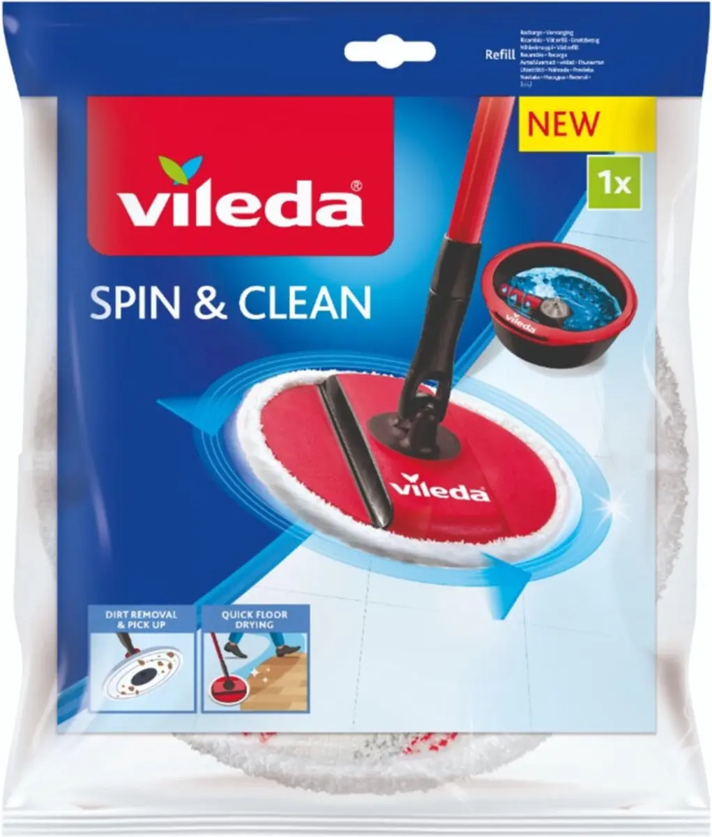 Vileda Spin & Clean Vervanging Wit/Rood - 2 Stuks