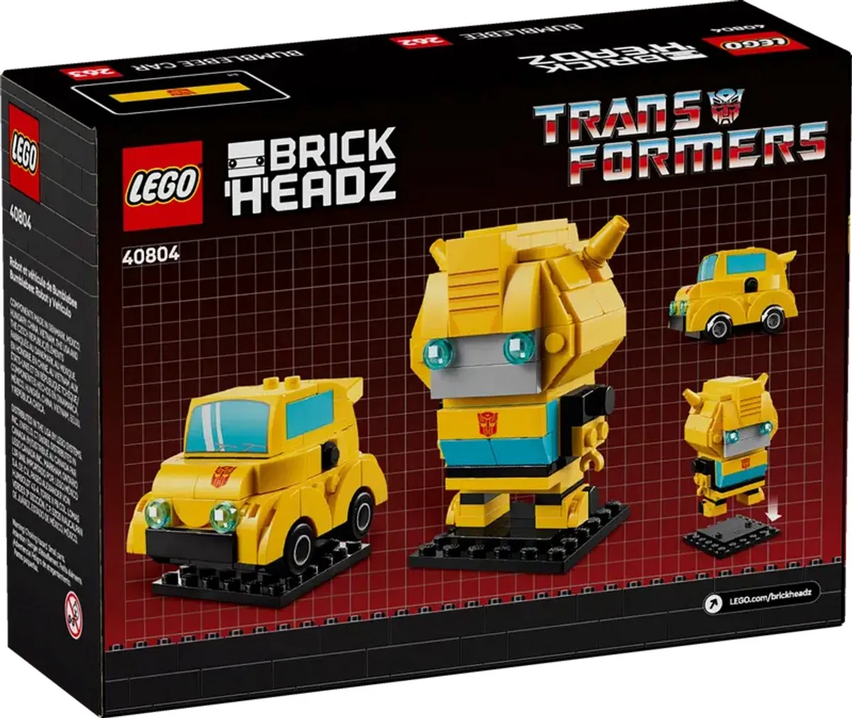 LEGO Transformers Brickheadz 40804 Bumblebee - 253 Stukken - Geel