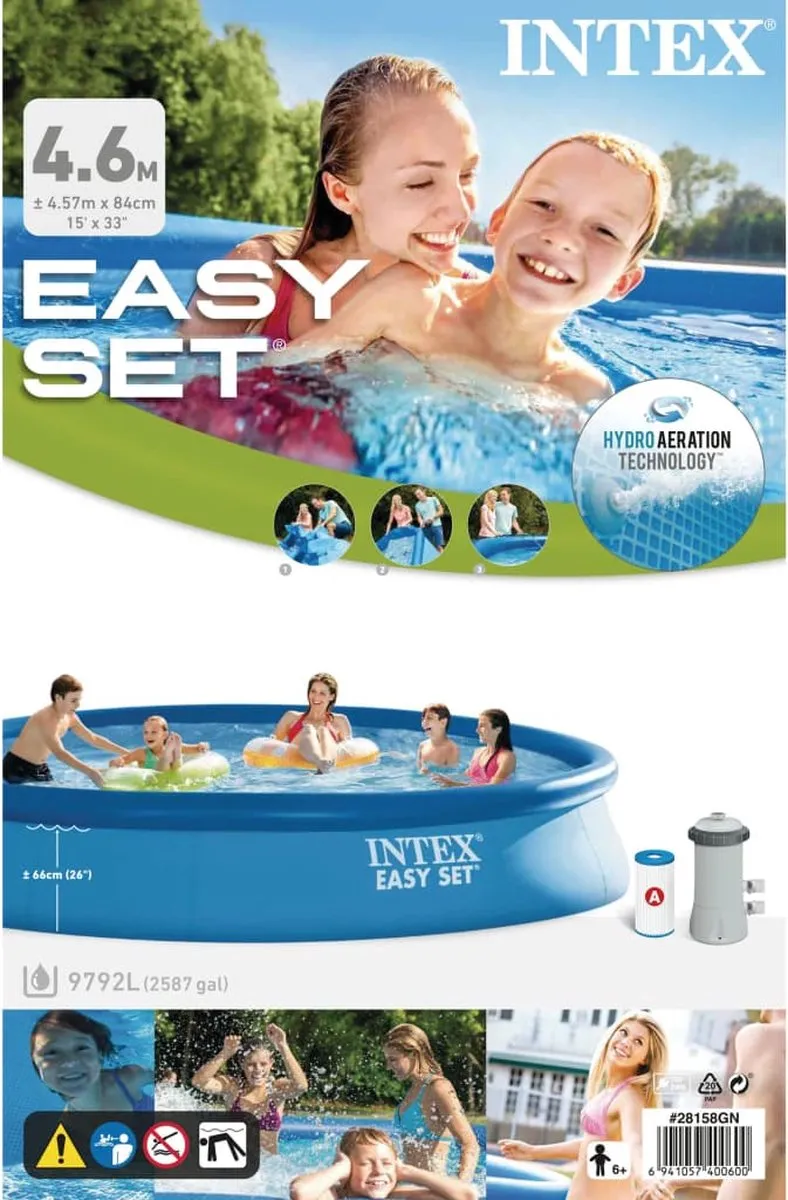 Intex Easy Set Zwembad 457x84cm - Blauw