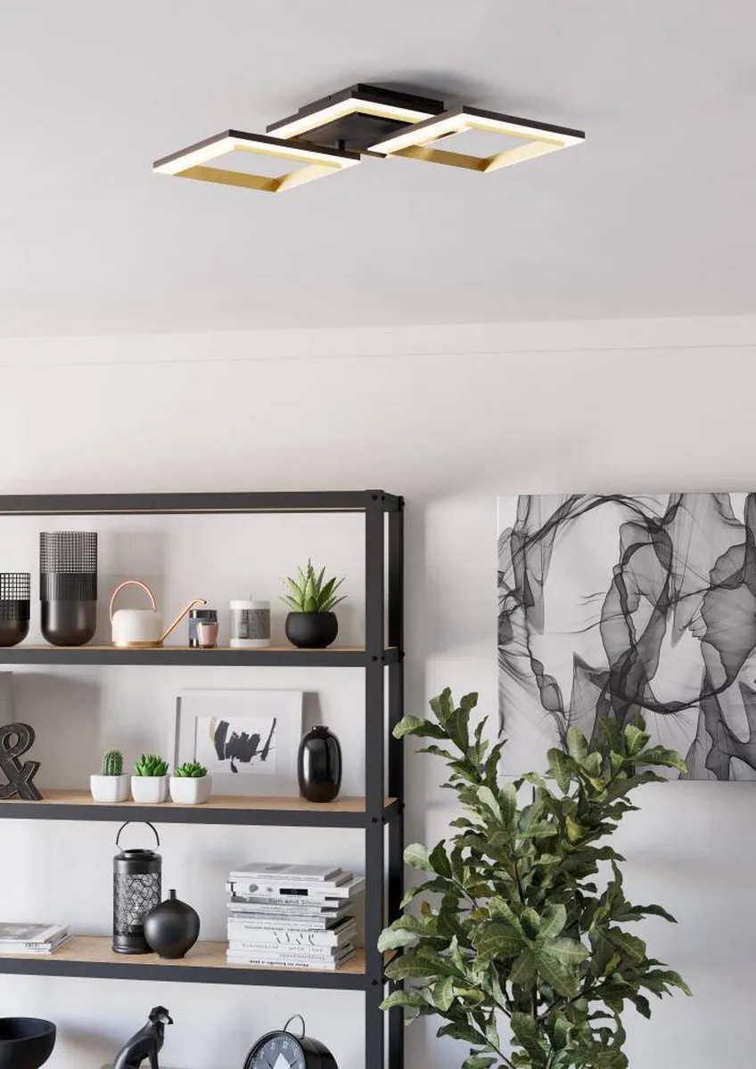 Eglo Calliera Plafondlamp LED 59,5cm - Zwart/Goud/Wit