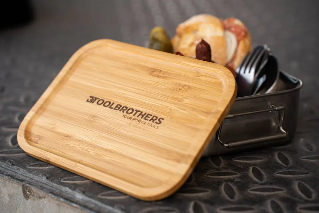 Toolbrothers Fan Broodtrommel 1200ml - Roestvrijstaal/Hout - afbeelding 4 van 6