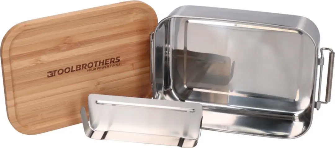 Toolbrothers Fan Broodtrommel 1200ml - Roestvrijstaal/Hout - afbeelding 2 van 6