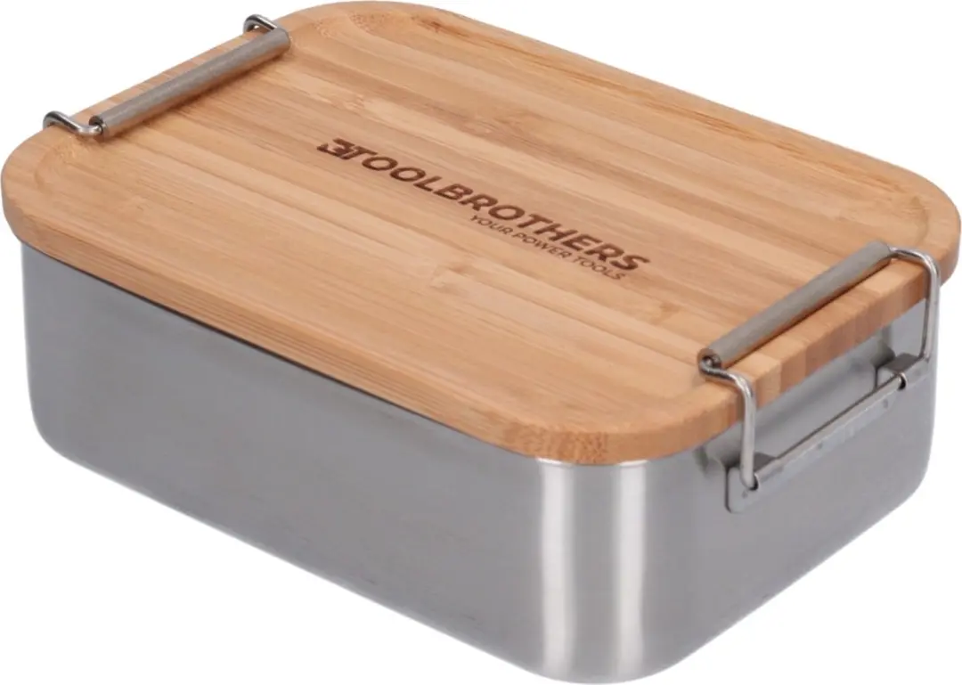 Toolbrothers Fan Broodtrommel 1200ml - Roestvrijstaal/Hout - afbeelding 3 van 6