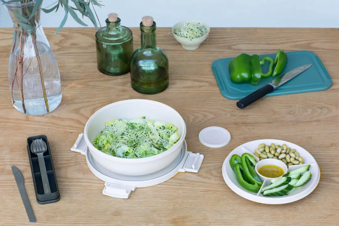 Brabantia Make & Take Salade Lunchbox 1.3L - Bestekset 3-delig - Dark/Light Grey
