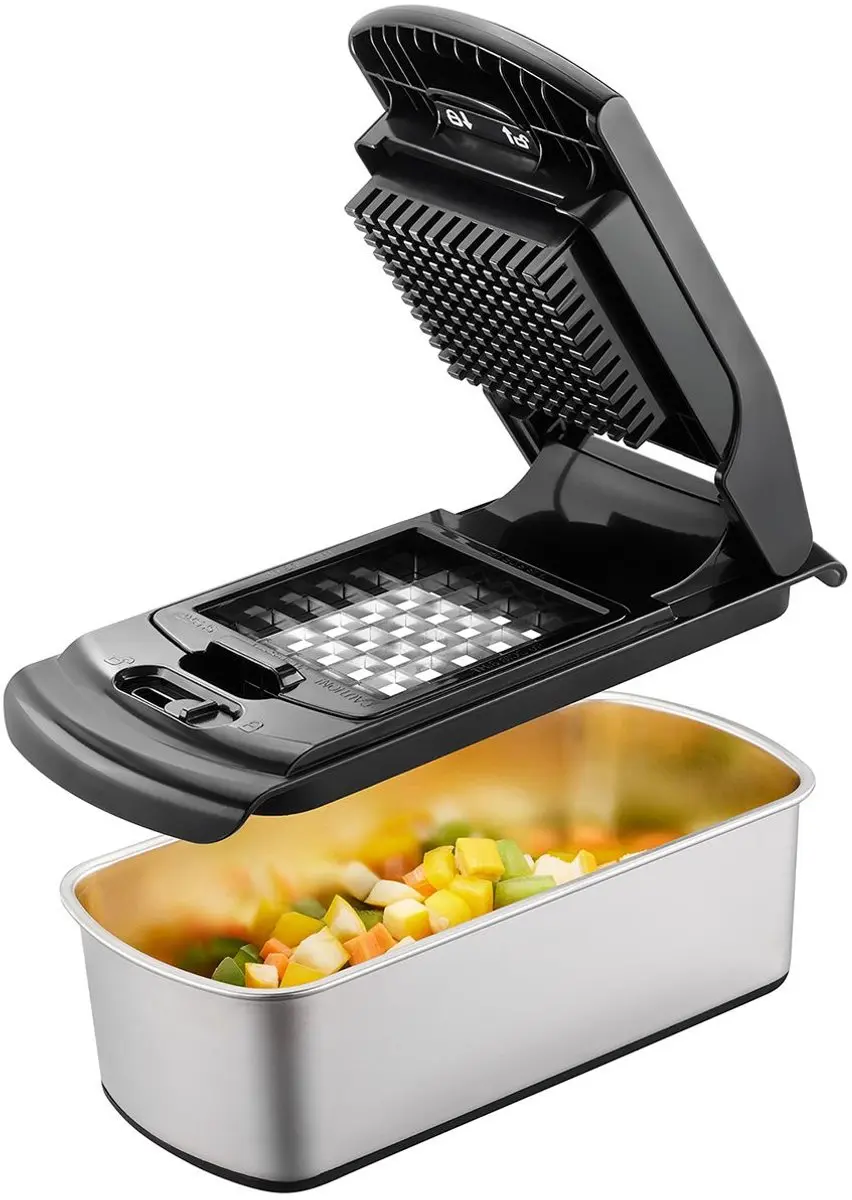 GEFU Treppo 2.0 Groente- en Fruitsnijder - 3 Snij-inzetten - RVS/Zwart