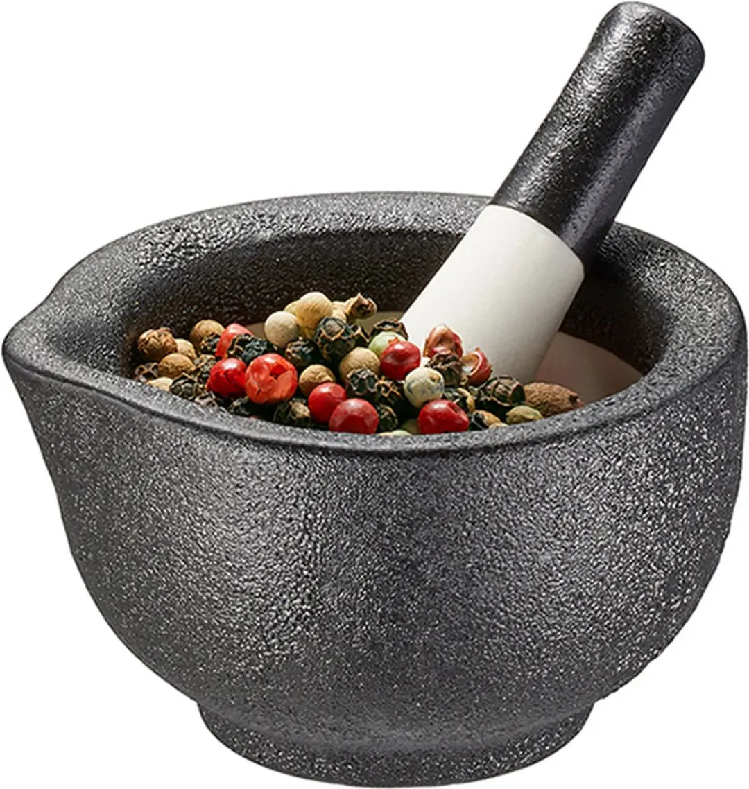 GEFU GRINO Vijzel met Stamper Ø7,7cm - Porselein - Zwart