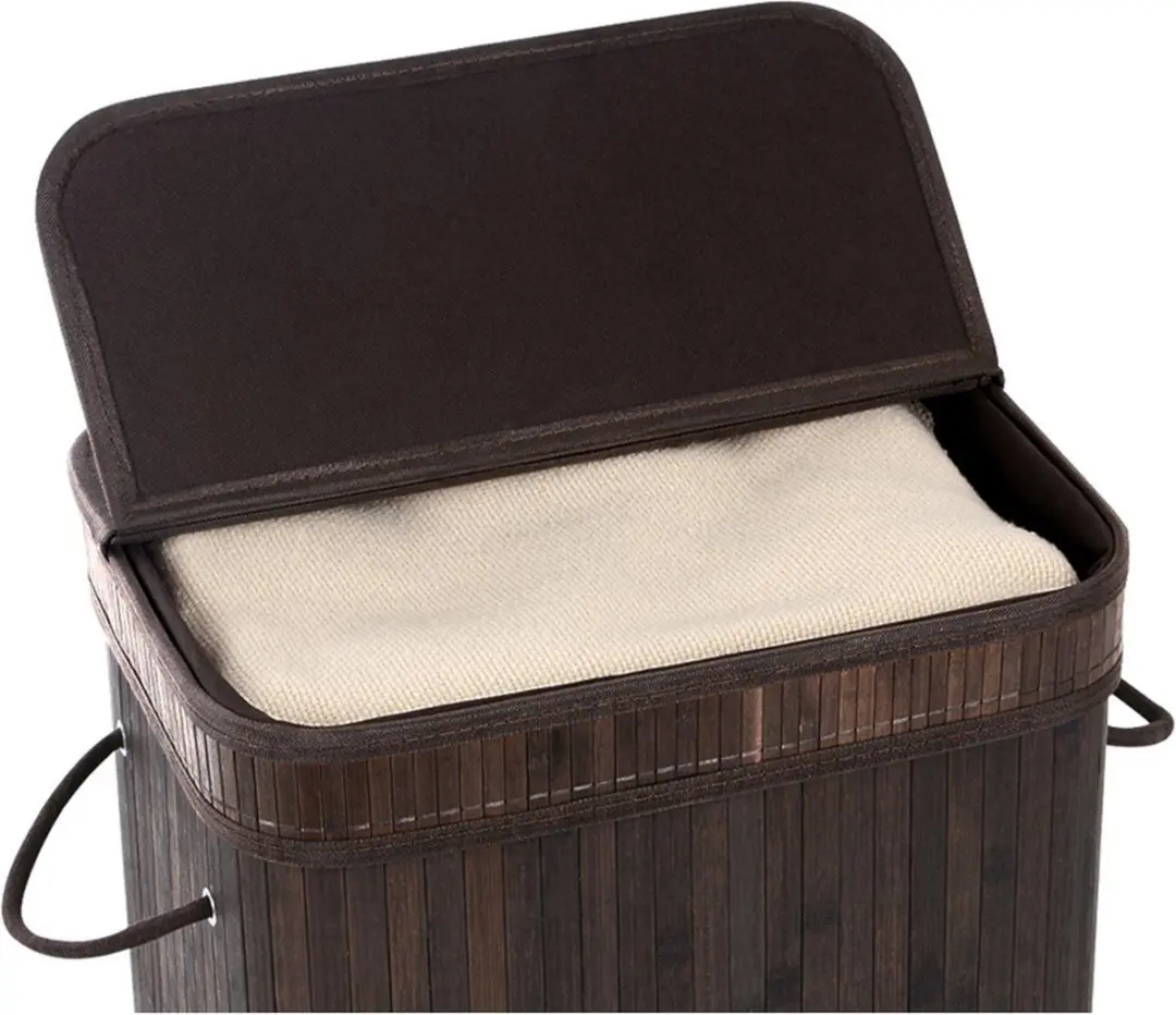 Songmics Opvouwbare Wasmand Bamboe 72L - Zwart