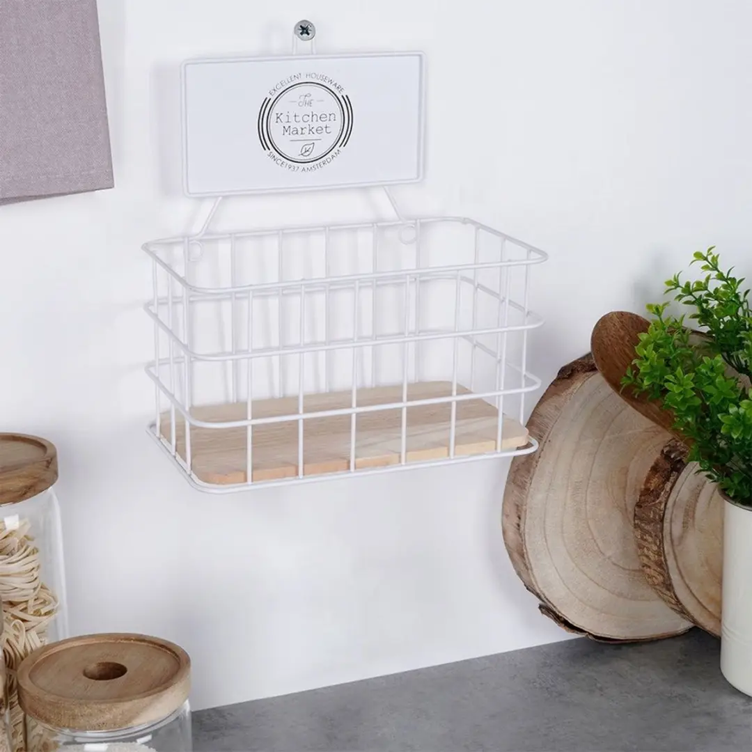 Excellent Houseware Metalen Keukenplank Wit - 21x12,5x24cm