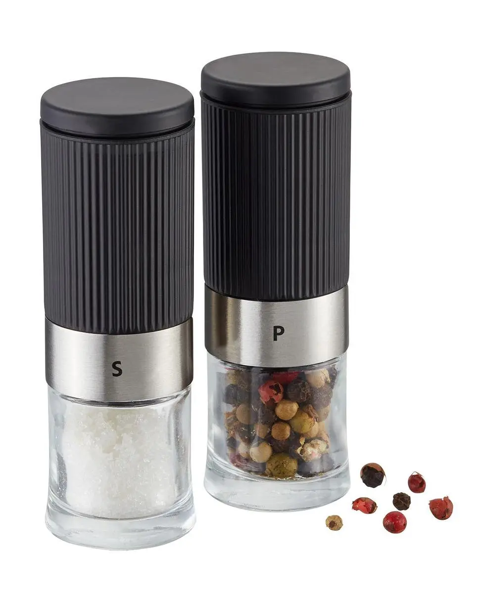 GEFU Tusome Peper- en Zoutmolen Set 2-delig - Instelbare Maalgraad - RVS/Zwart