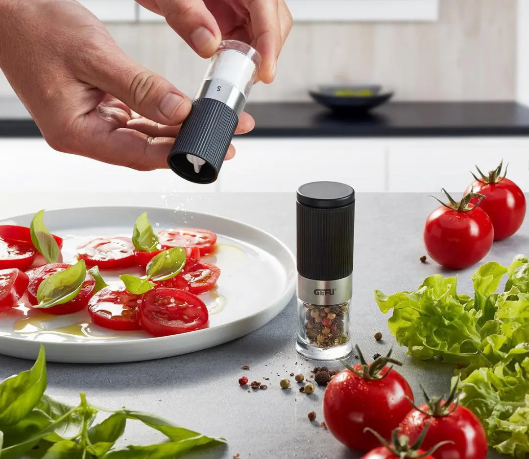 GEFU Tusome Peper- en Zoutmolen Set 2-delig - Instelbare Maalgraad - RVS/Zwart