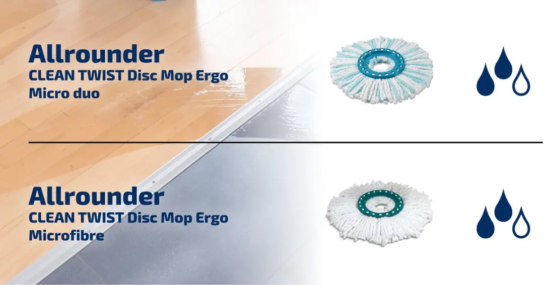 Leifheit CLEAN TWIST Disc Mop micro 52115 - 2 Stuks - Wit/Turkoois