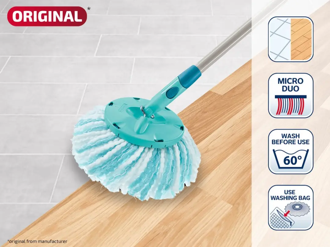 Leifheit CLEAN TWIST Disc Mop micro 52115 - 2 Stuks - Wit/Turkoois