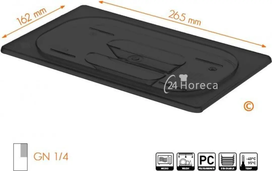HENDI Deksel GN 265x162mm - Polycarbonaat - Zwart - afbeelding 6 van 6