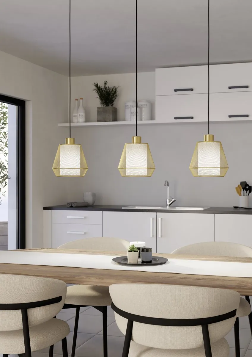 Eglo Ciudadela Hanglamp 3x E27 - 88cm - Zwart/Goud/Wit - afbeelding 6 van 6