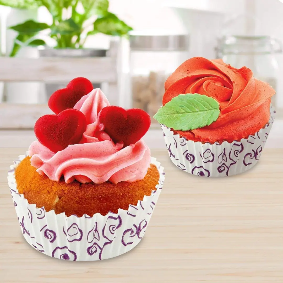 Zenker Smart Pastry Muffinvormpjes 7cm - 50 Stuks - Paars Bloemmotief