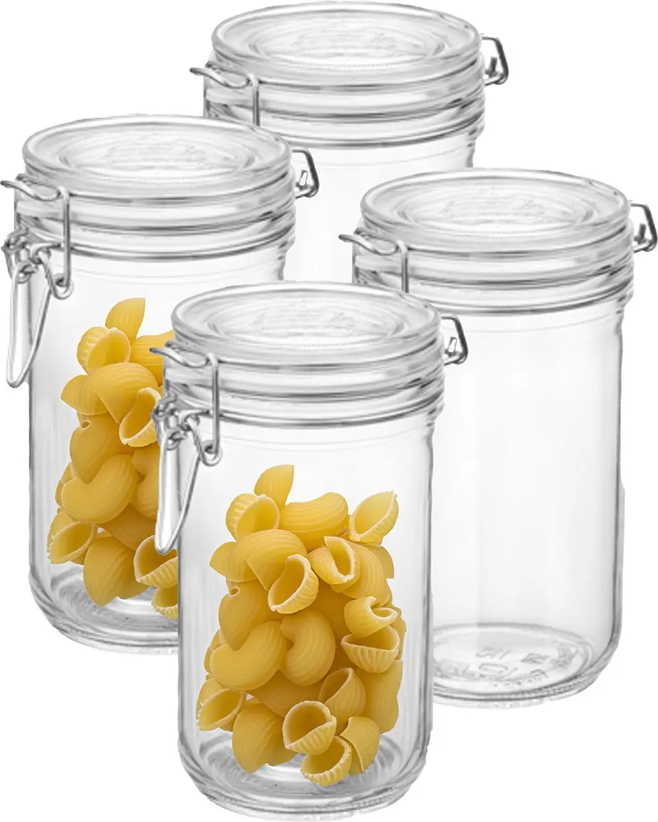 Bormioli Rocco Voorraadpot 1L - 4 Stuks - Transparant