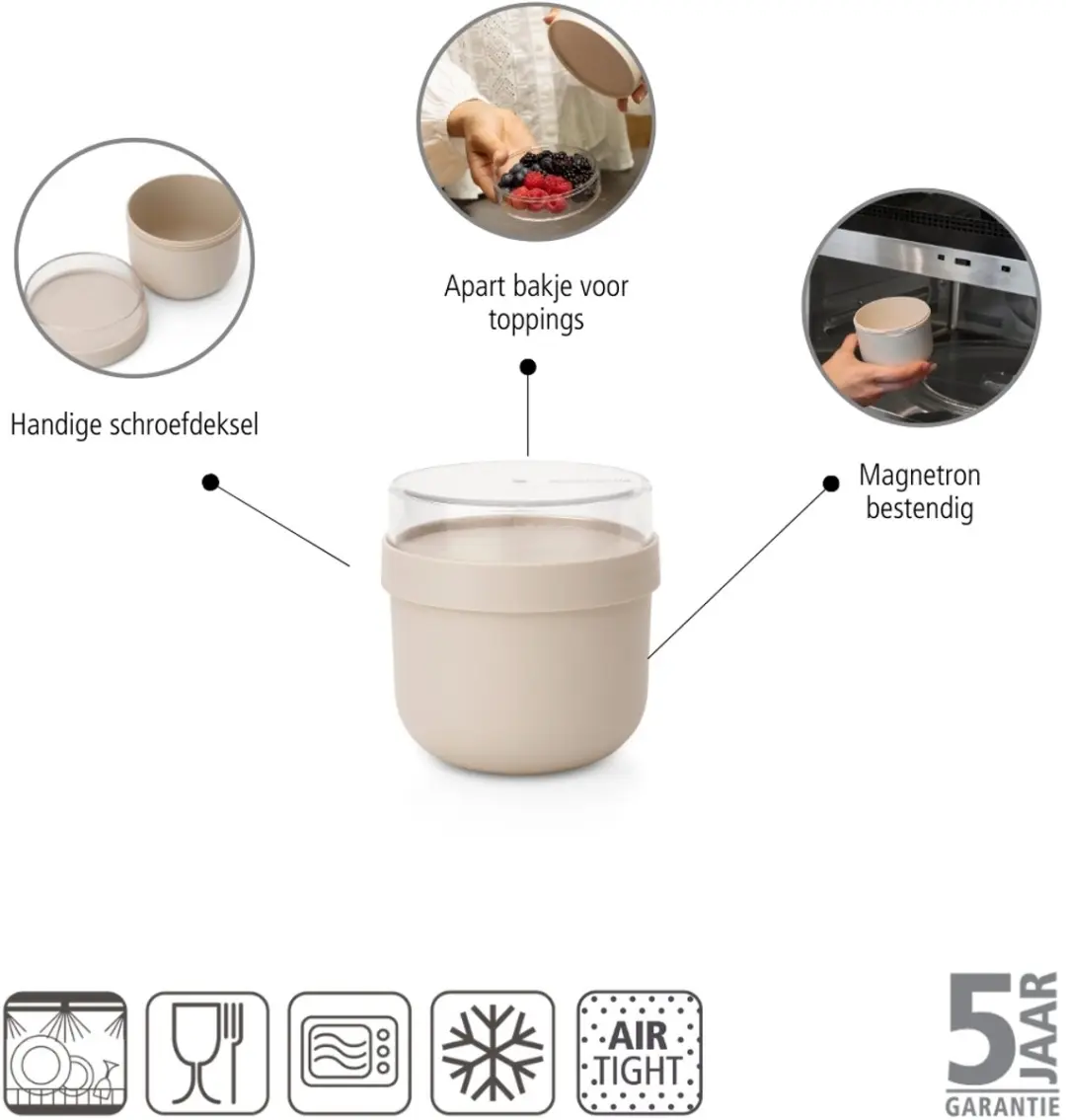 Brabantia Make & Take Yoghurtbeker To Go 500ml - Soft Beige