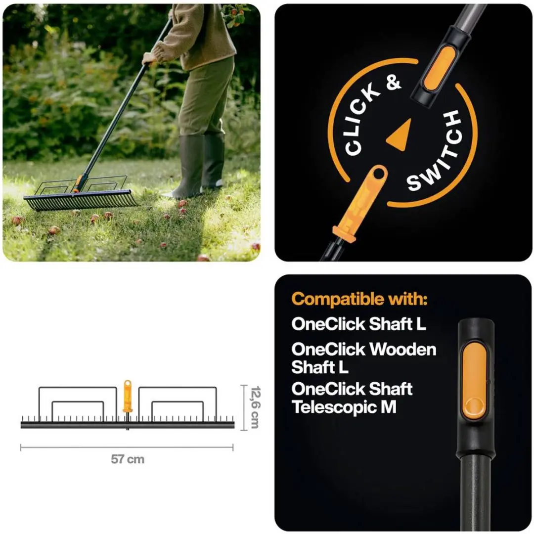 Fiskars QuikFit Hark 570mm - Kleurloos