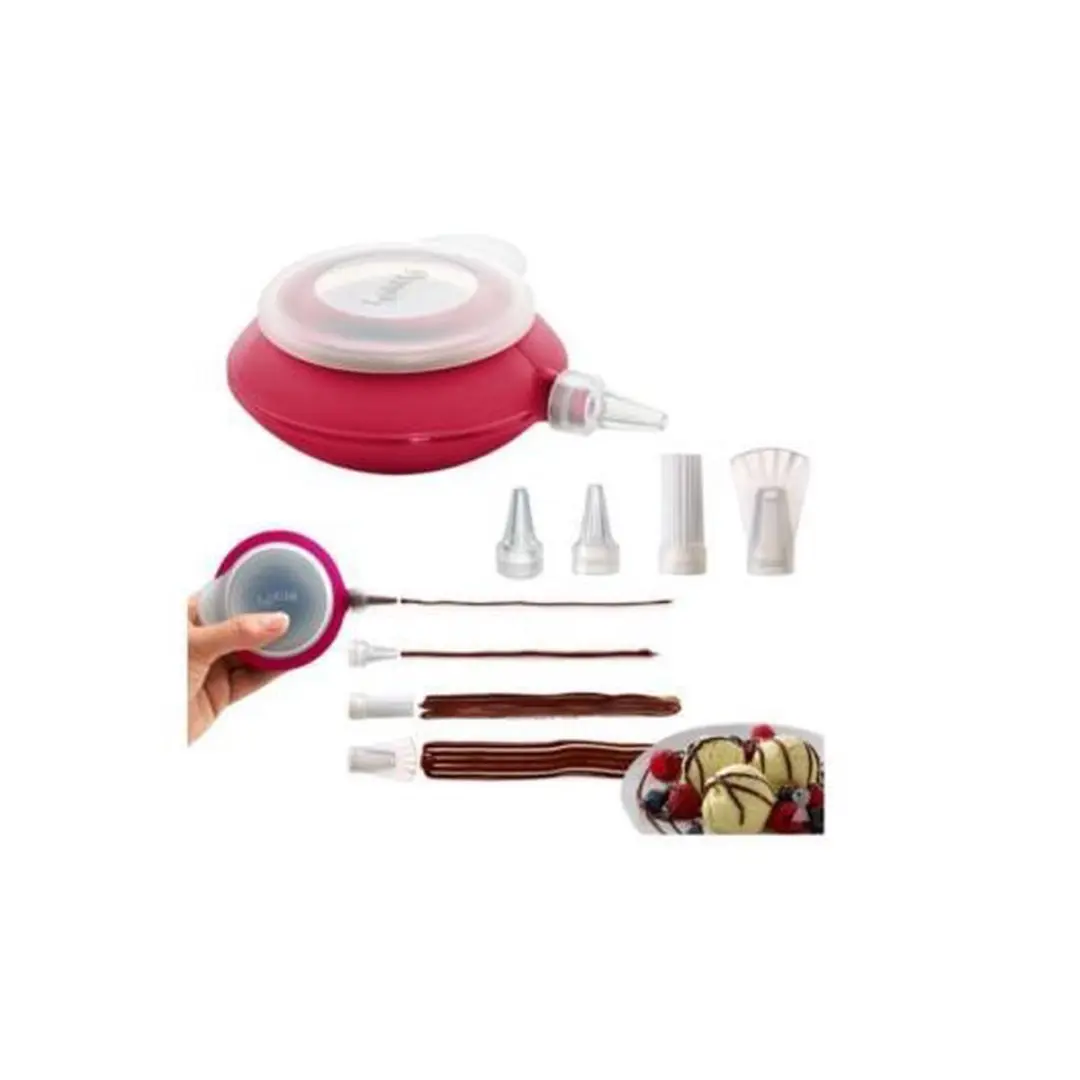 Lékué Decopen Taartdecoratiepen - Rood - 4 Spuitmonden