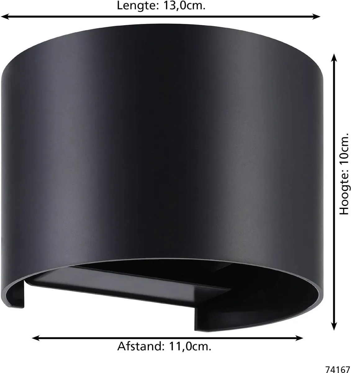 Eglo Barcarola-E Wandlamp Buiten LED 13cm - Zwart/Transparant
