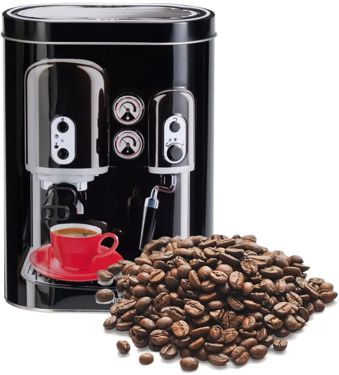 Excellent Houseware Koffie Bewaarblik - Retro Zwart - 0,5L