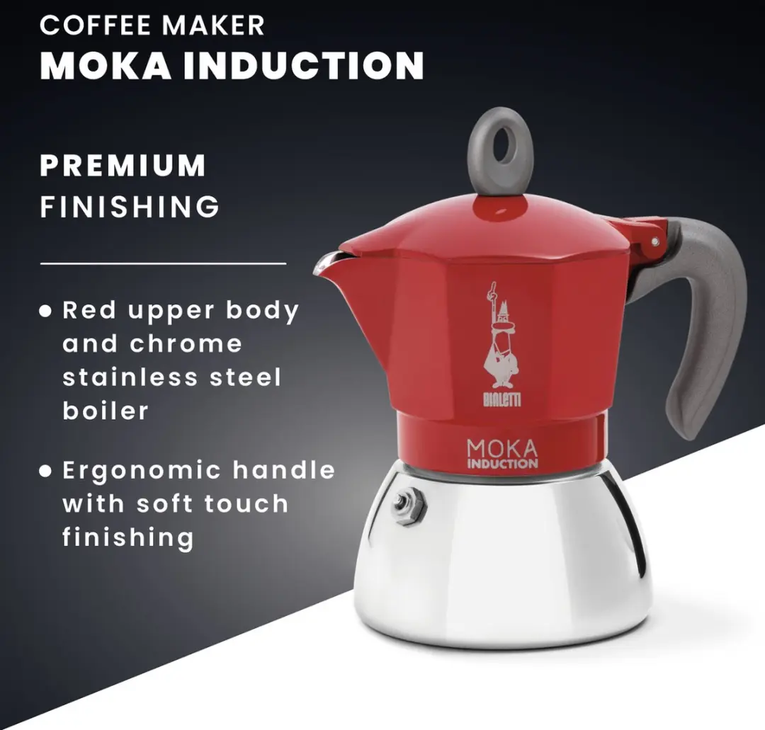 Bialetti Moka Induction 6 Koppen 270ml - Rood - afbeelding 6 van 6