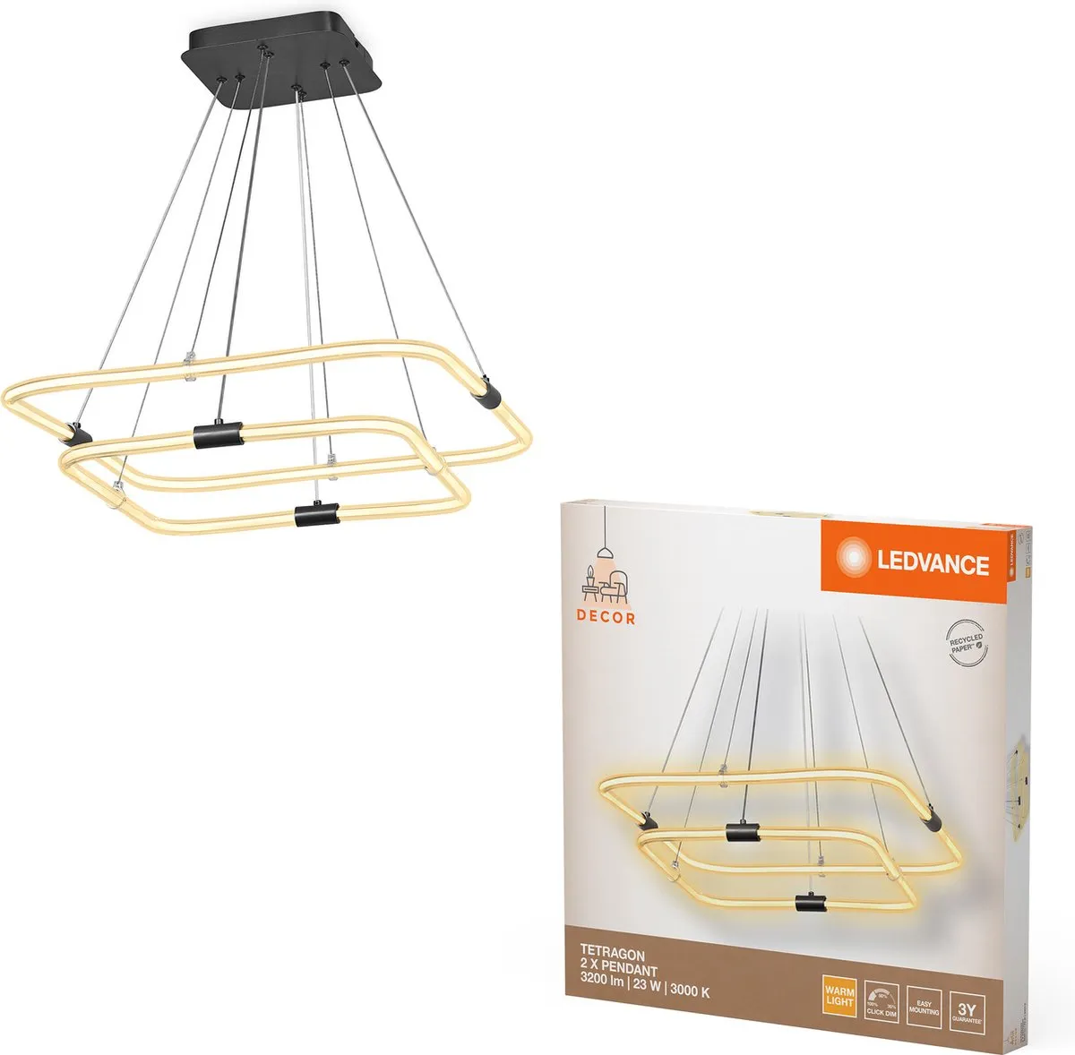 LEDVANCE Decor Tetragon Hanglamp 2x23W