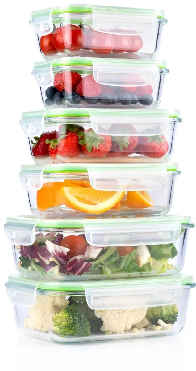 Alpina Glazen Vershoudbakjes 12-delig - 370ml/640ml/1050ml - Groen - afbeelding 6 van 6