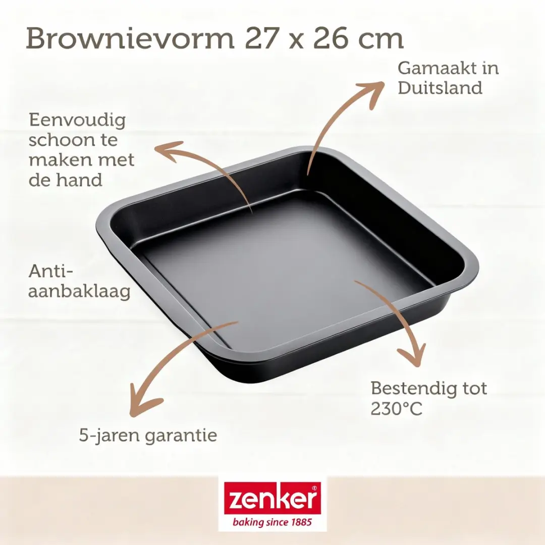 Zenker Baksset Brownievorm 27x26cm - Zwart