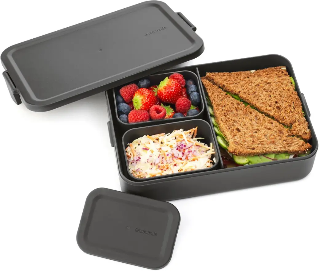 Brabantia Make & Take 770043 Bento Lunchbox & Bestekset - 2L - 3-delig - Dark Grey - afbeelding 6 van 6