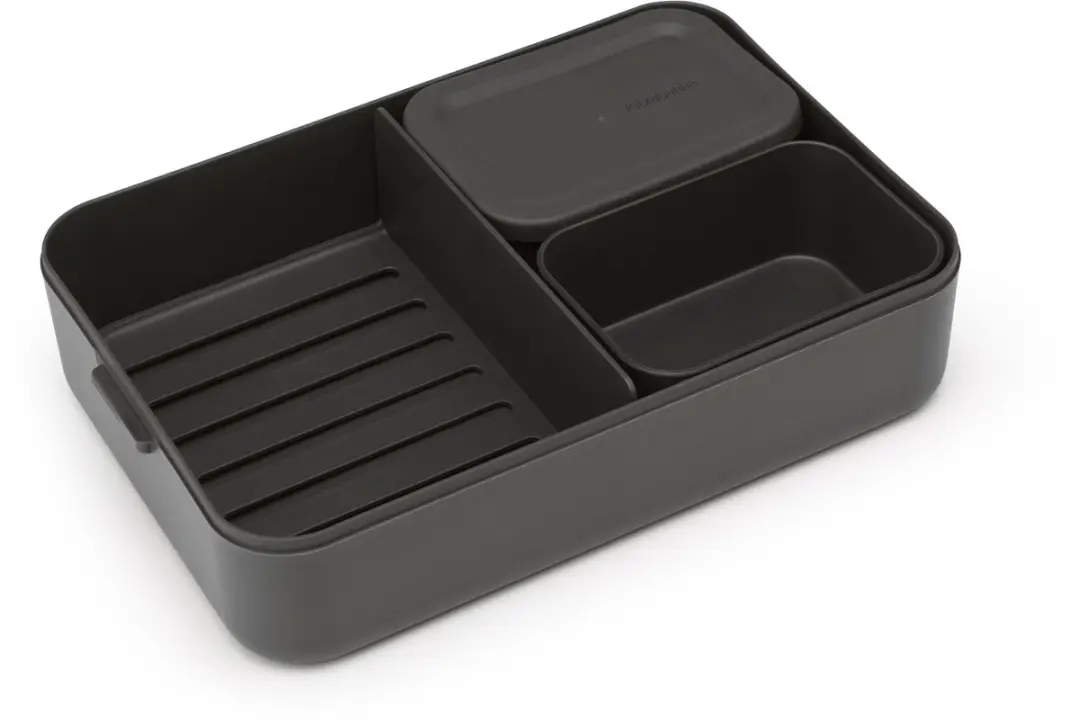 Brabantia Make & Take 770043 Bento Lunchbox & Bestekset - 2L - 3-delig - Dark Grey