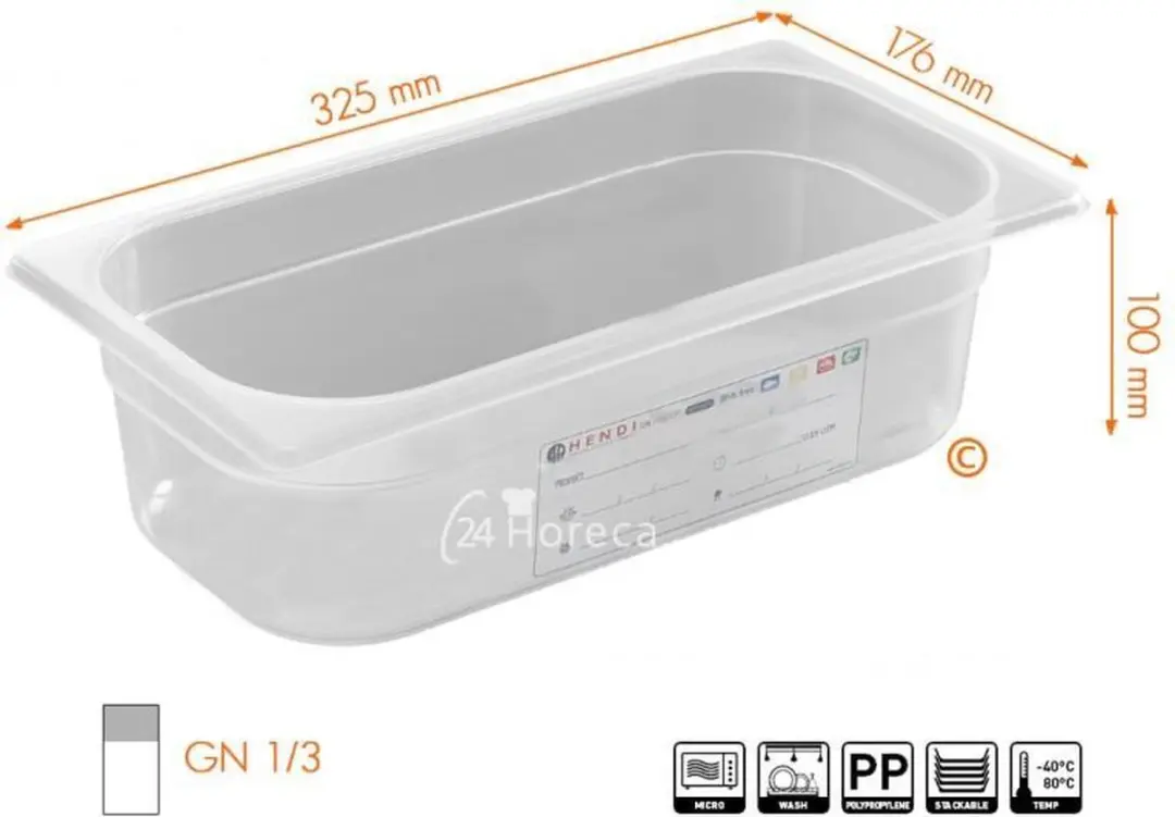 HENDI Gastronorm Bak 4L Transparant - 325x176x100mm