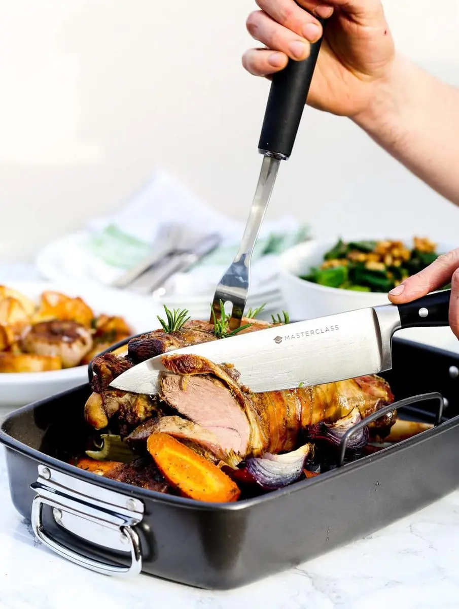 Masterclass Braadpan met Rooster 40x28cm - Antiaanbaklaag - Zwart