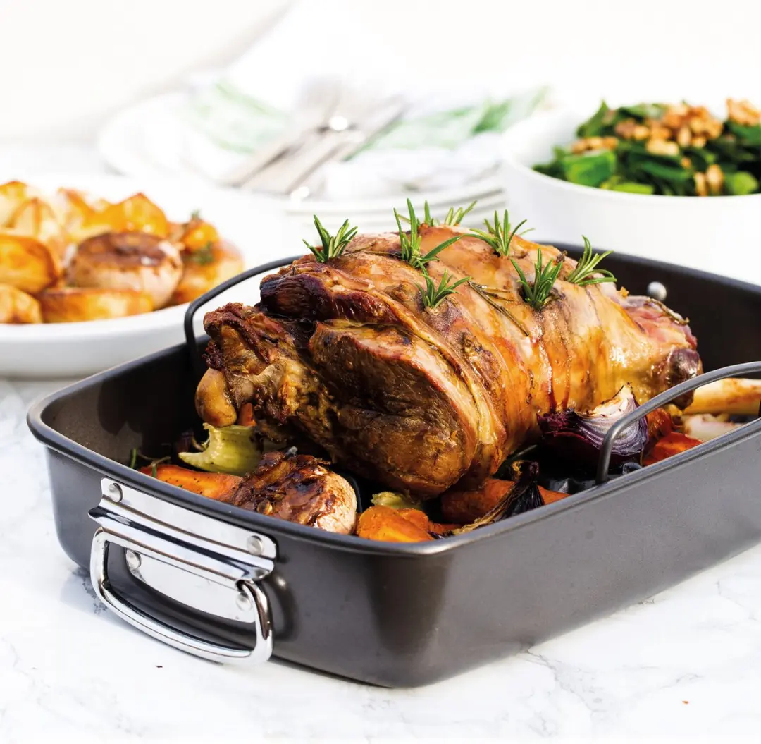 Masterclass Braadpan met Rooster 40x28cm - Antiaanbaklaag - Zwart