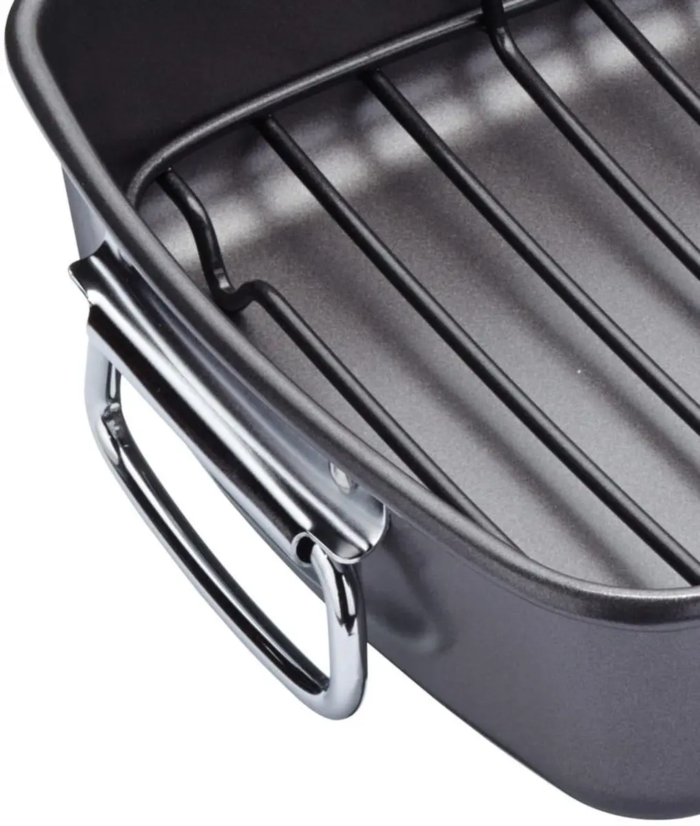 Masterclass Braadpan met Rooster 40x28cm - Antiaanbaklaag - Zwart