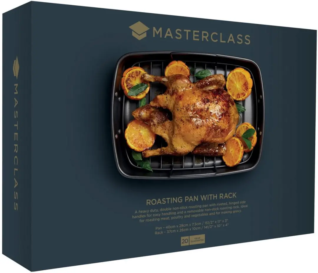 Masterclass Braadpan met Rooster 40x28cm - Antiaanbaklaag - Zwart