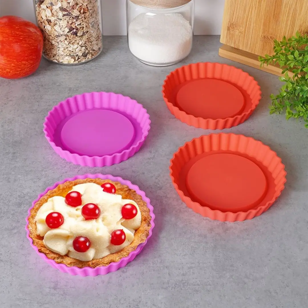 Alpina Silikonen Bakvorm Set 15cm - 4 Stuks - Rood/Rozerood - afbeelding 4 van 6