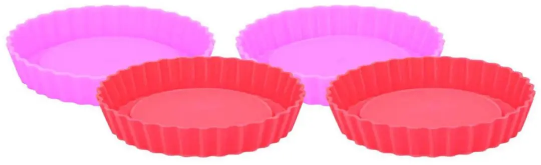 Alpina Silikonen Bakvorm Set 15cm - 4 Stuks - Rood/Rozerood - afbeelding 6 van 6