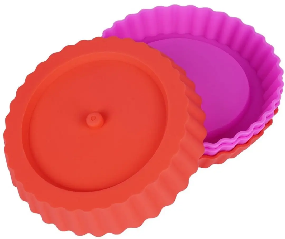 Alpina Silikonen Bakvorm Set 15cm - 4 Stuks - Rood/Rozerood - afbeelding 2 van 6