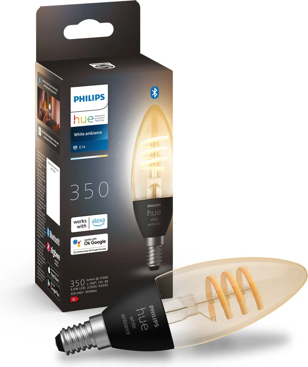 Philips Hue Filamentkaars E14 - 4.9W - 4500K - Amber