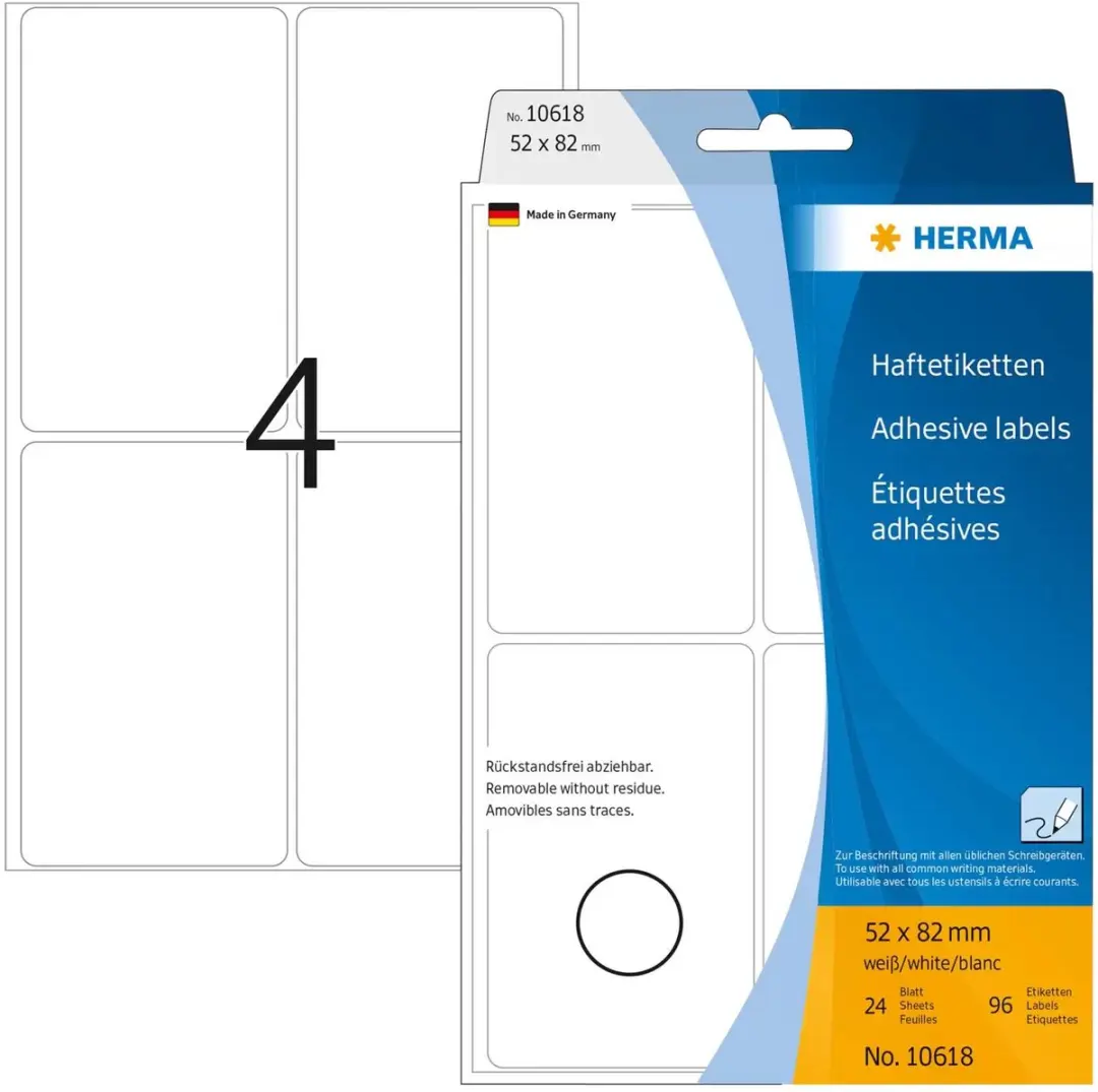 Herma Weckpotetiketten Wit 52x82mm - 96 Stuks