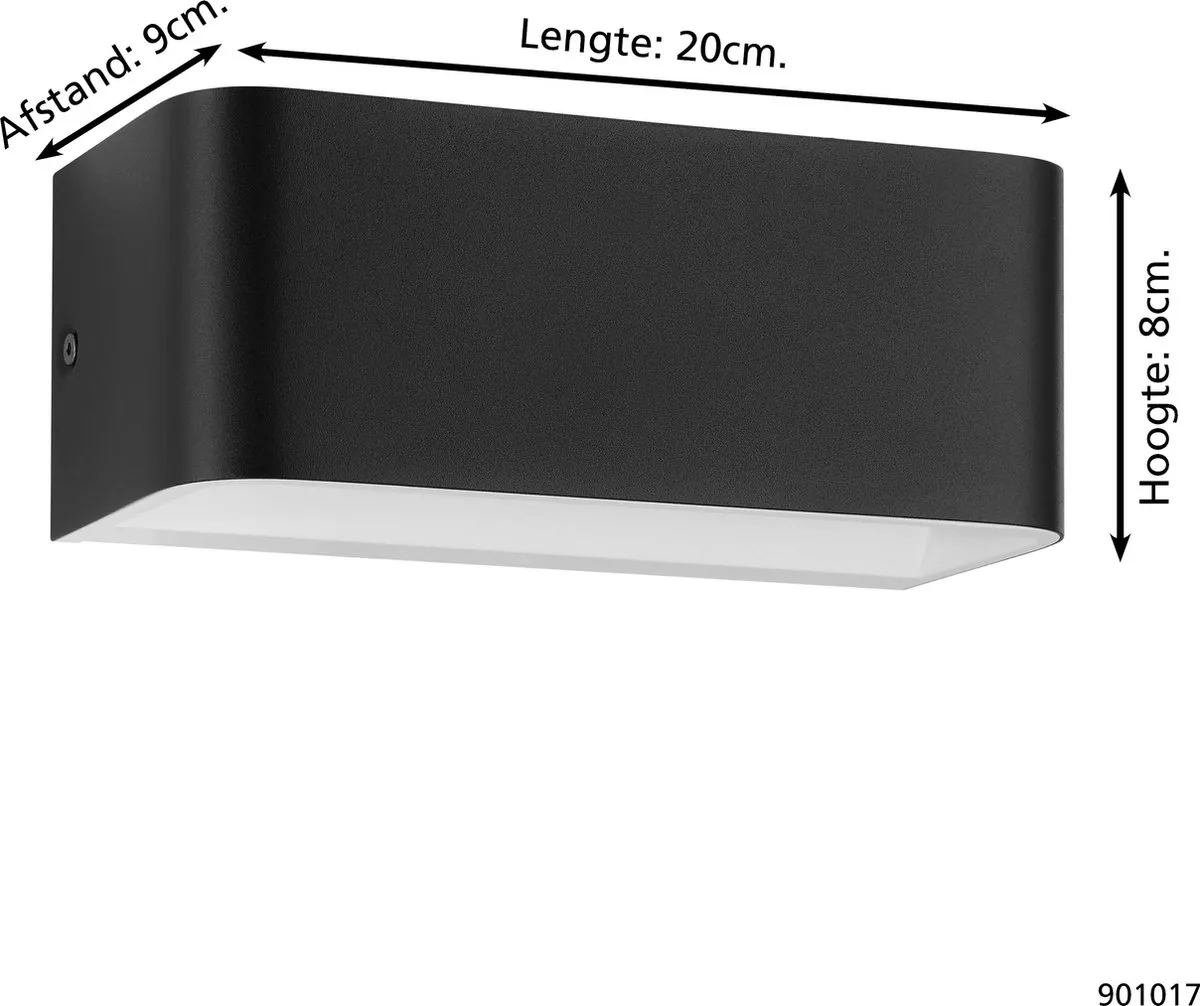 Eglo Sania 4 Wandlamp 20cm - Zwart/Wit