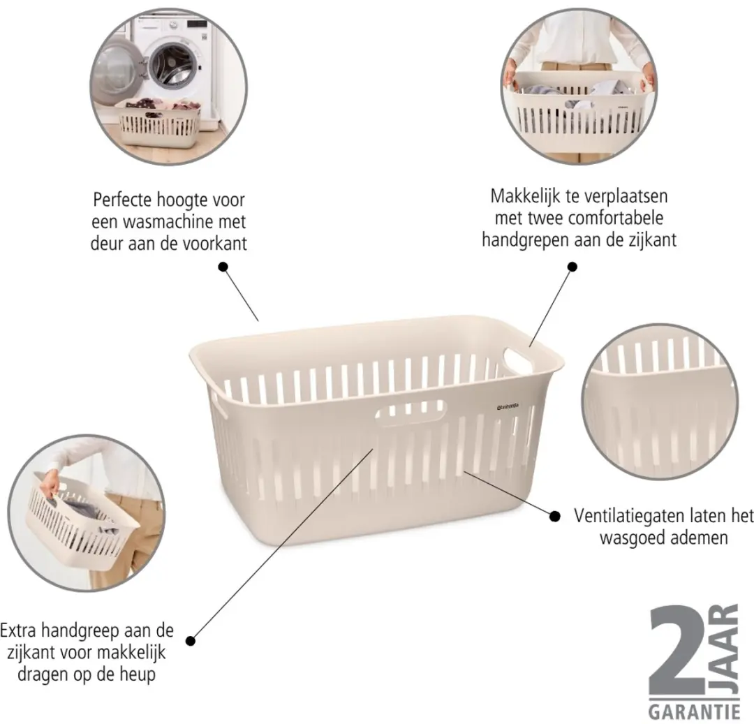 Brabantia Collect-It Wasmand 40L - 2 Stuks - Soft Beige - afbeelding 6 van 6