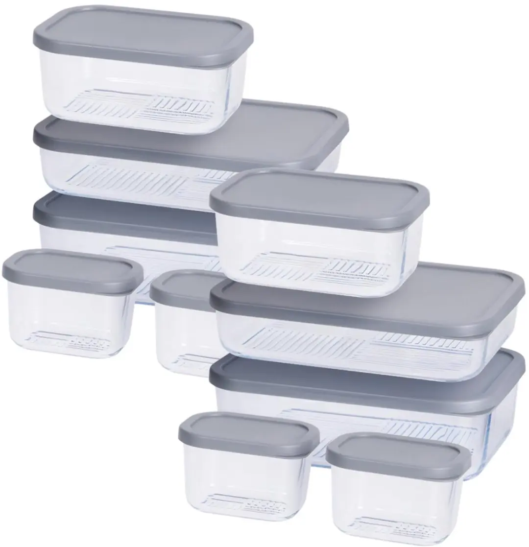 Excellent Houseware Vershoudbakjes 5-delig - 0.30L - Grijs/Transparant