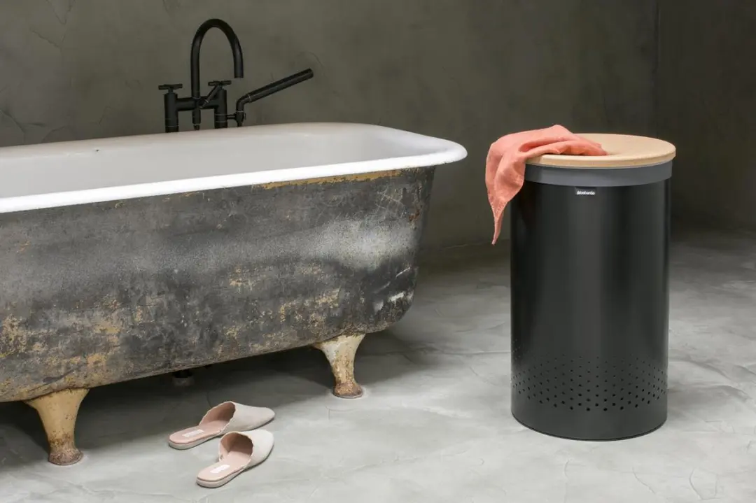 Brabantia Wasmand 60L Matt Black - met Kurken Deksel