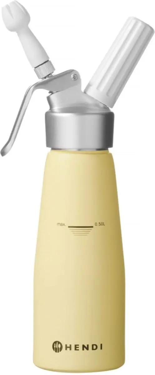 Hendi Slagroomspuit 500ml - Pastelgeel - 3 Mondstukken